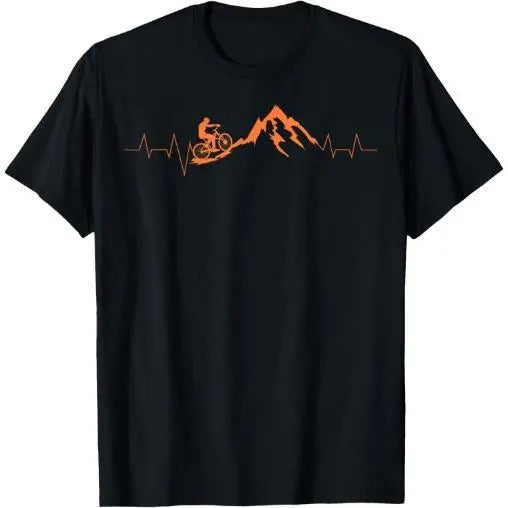 Mountain Bike Heartbeat Shirt | Cute Bike Heartbeat Tee Gift T-Shirt Made in USA Hoodie, Sweatshirt | RetroVerseTees.com