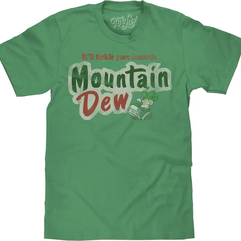 Mountain Dew Tickle Yore Innards Big and Tall T-Shirt - Green Hoodie, Sweatshirt | RetroVerseTees.com
