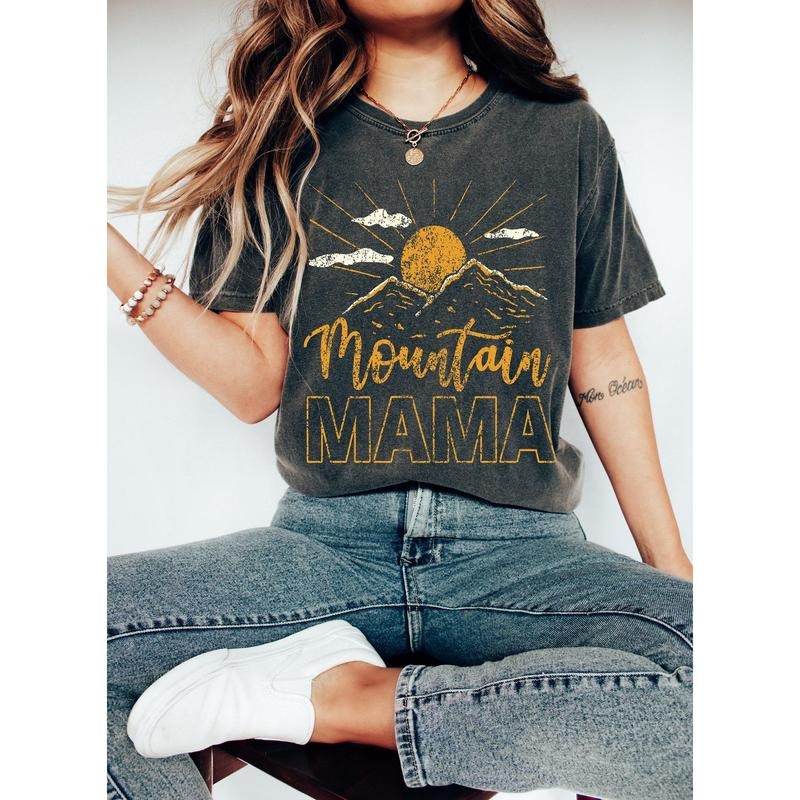 Mountain Mama Shirt,Camping Tee, Cute 70s ,Mountain Mom,Mom Hiking Shirt Hoodie, Sweatshirt | RetroVerseTees.com