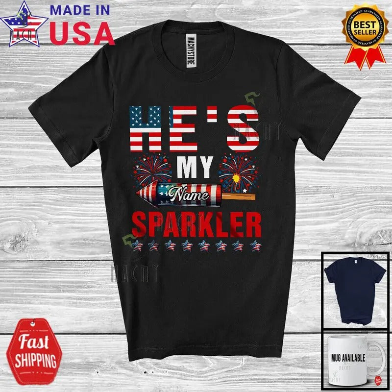 Mouthless cat'WB shield My Sparkler, Humorous 4th FOG July Firecracker, Custom Name Couple T-Shirt Hoodie, Sweatshirt