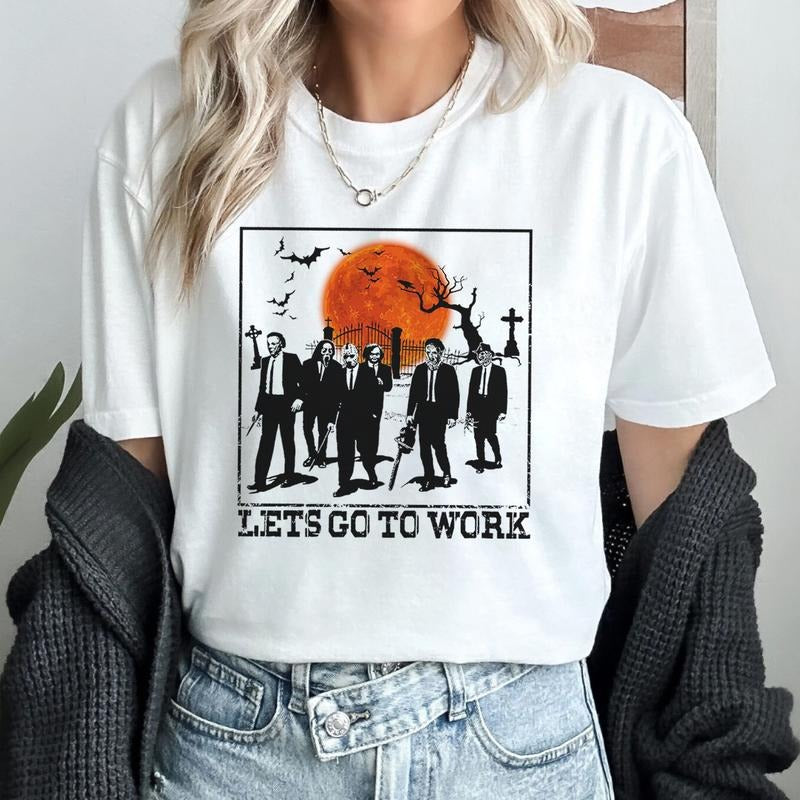 Movie Shirt Lets Go To Work Michael Myers Jason Voorhees Leatherface Chucky Ghostface Freddy Krueger Shirt Halloween...