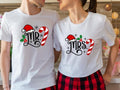 Mr And Mrs Christmas Shirt, Matching Couples Xmas Party Tees, Wife And Husband Holiday T-Shirt, New Married Gift, Santa...