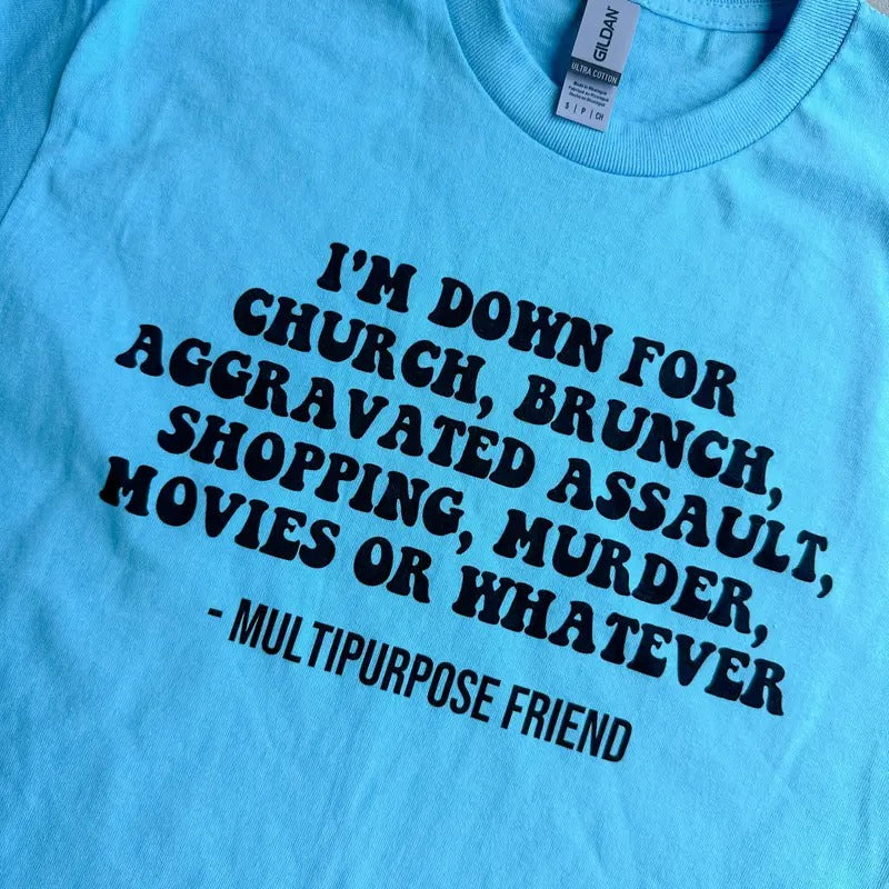 Multipurpose Friend Graphic Tee Hoodie, Sweatshirt | RetroVerseTees.com