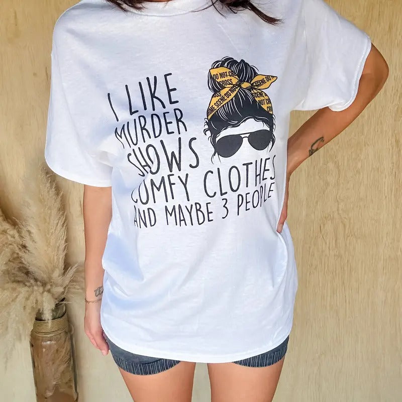 Murder Shows & 3 People Graphic Top T-Shirts, Hoodie, Sweatshirt | RetroVerseTees.com