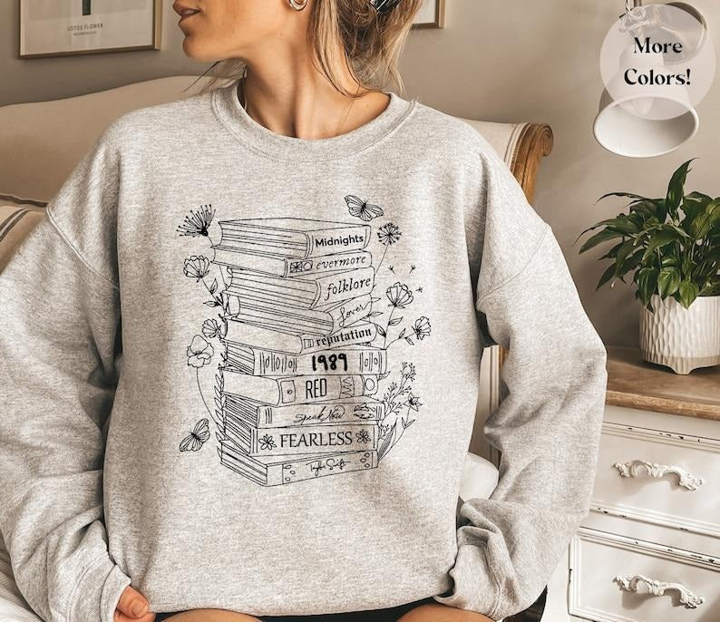 Music Album Books Shirt, 1989 Sweatshirt, Floral Album Shirt, Music Sweatshirt, Sweatshirt Gift for her, Gift for Music...