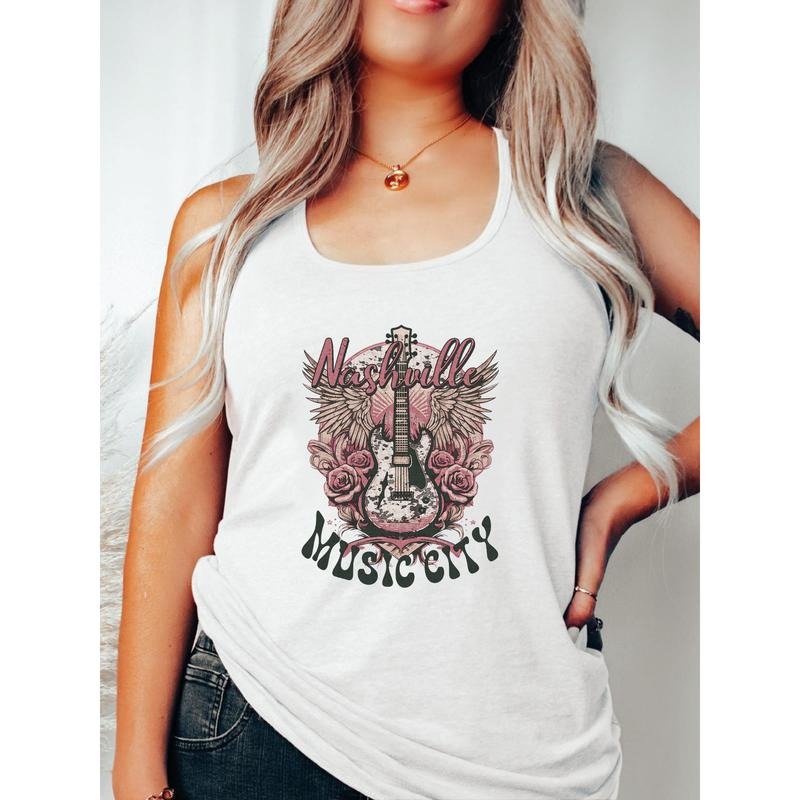 Musical Gunpla brand Stylish Vest: Embrace TNF Nashville Vibe with WB shield Guitar - Centric Design - Ideal for Music...