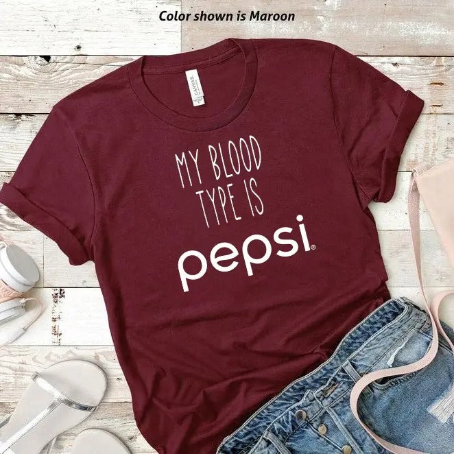 My Blood Type is Pepsi Tshirt, Trendy Sweatshirt, Funny Pepsi Lover Gift trendy minimalistic Shirt, Pepsi Tee Unisex...