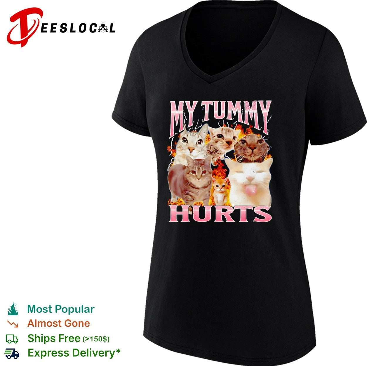 My Tummy Hurts Cat Meme Style cute kittens shirt