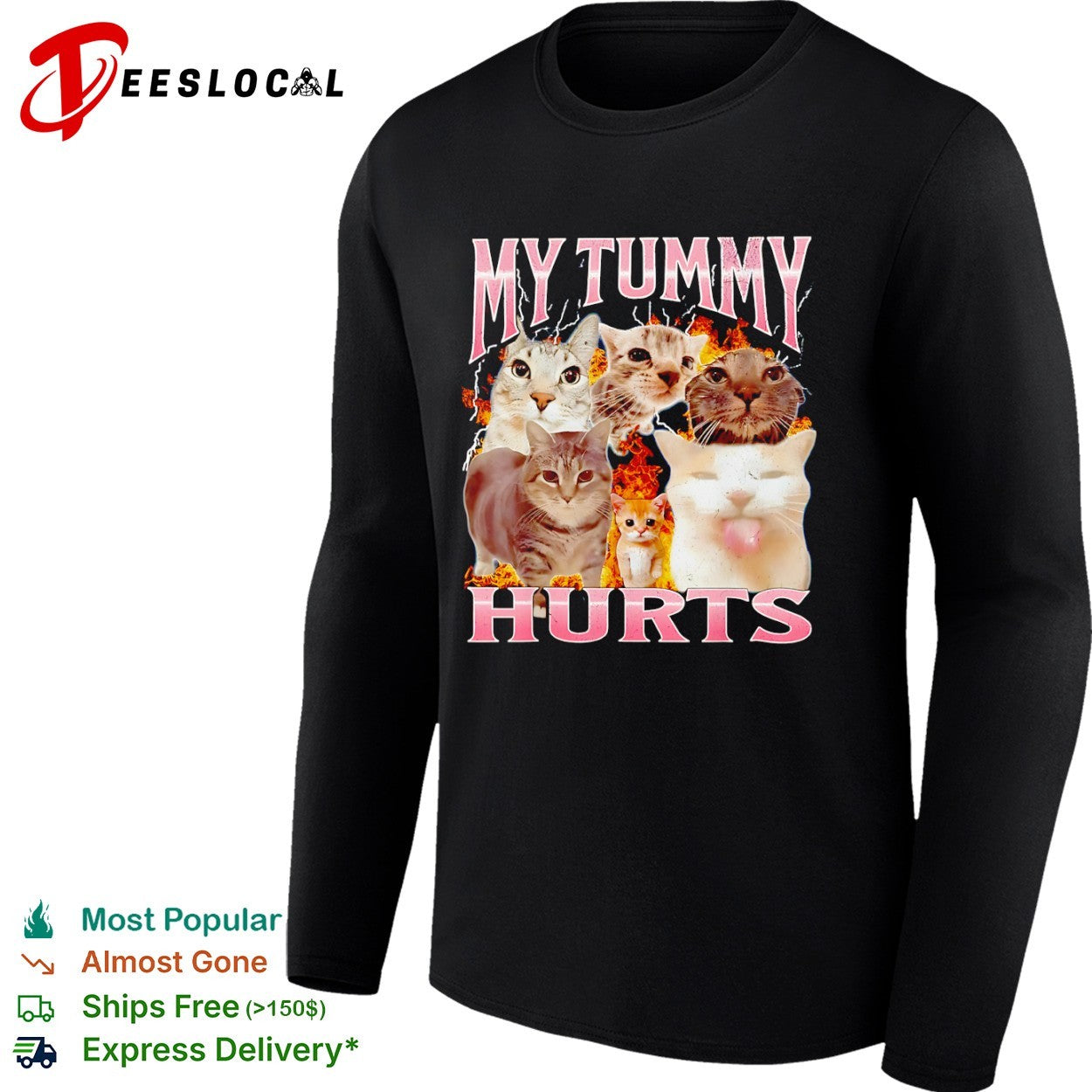 My Tummy Hurts Cat Meme Style cute kittens shirt