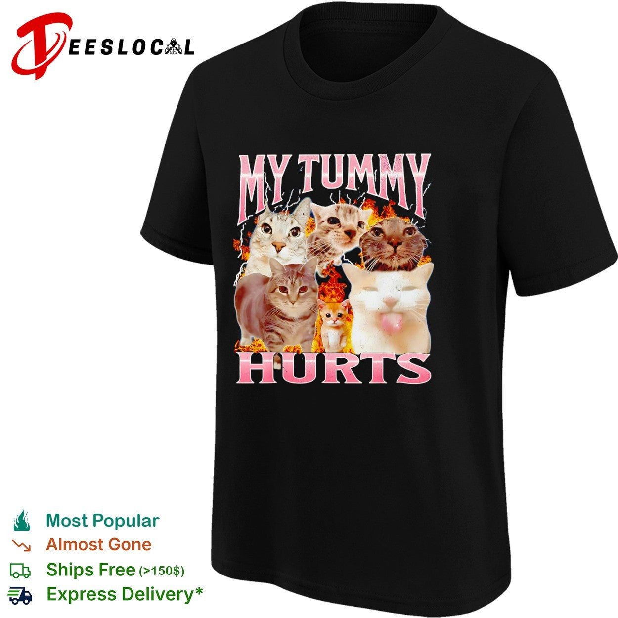 My Tummy Hurts Cat Meme Style cute kittens shirt