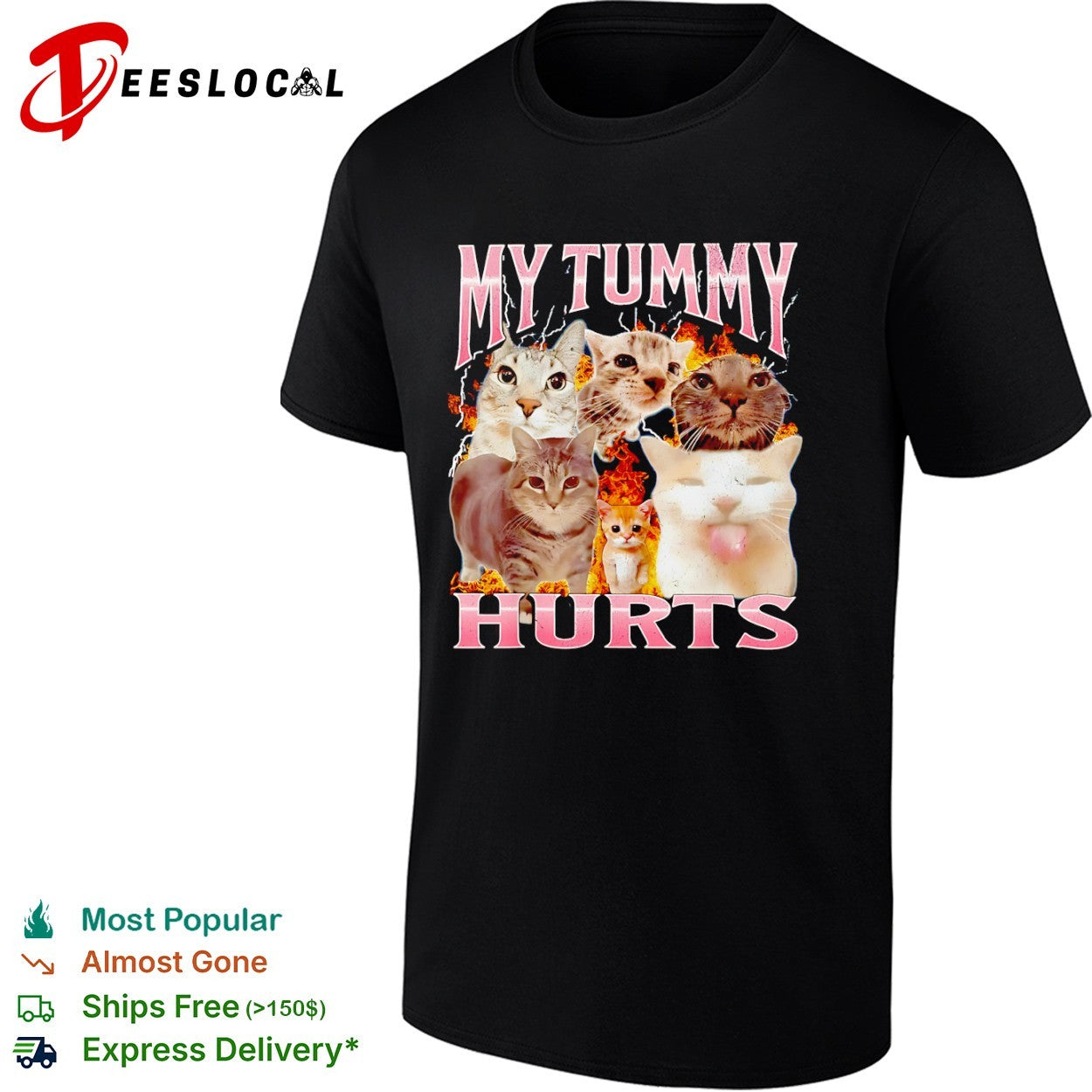 My Tummy Hurts Cat Meme Style cute kittens shirt