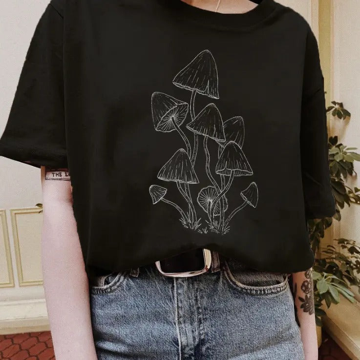 Mystic Mushrooms Family Shirt, Gothic Fantasy Tee, Mushroom T-shirt, Dark TNF, Alternative Fashion, Nature-Inspired,...