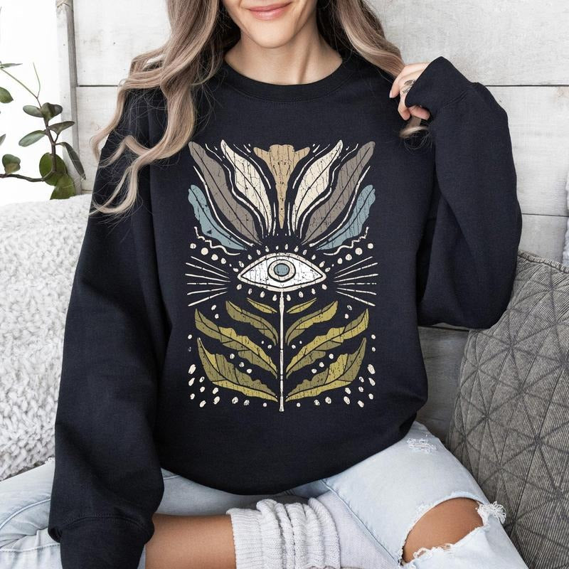 Mystical Floral Vintage Sweatshirt, Women's Crew Neck, Crewneck T-Shirts, Hoodie | RetroVerseTees.com