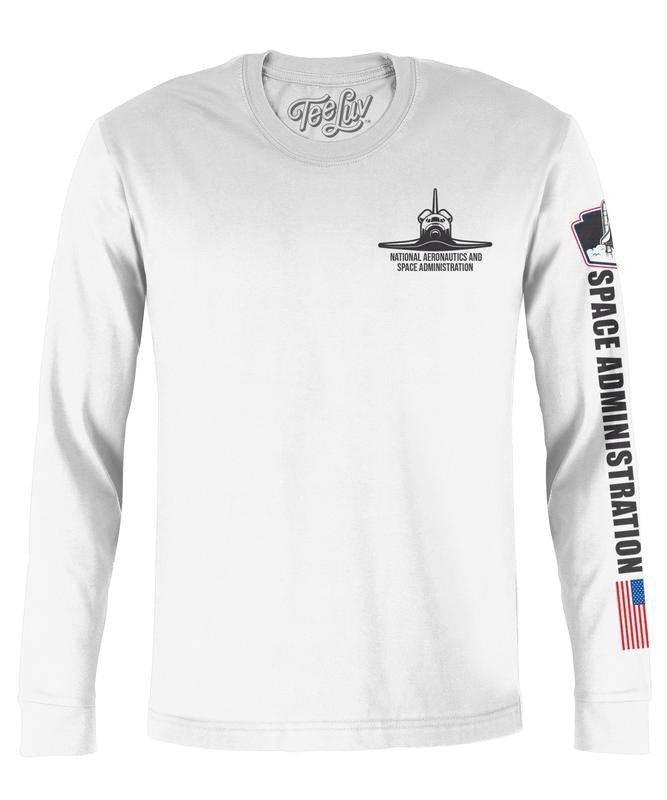 NASA Shuttle Long Sleeve T-Shirt - White Hoodie, Sweatshirt | RetroVerseTees.com
