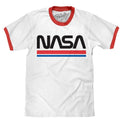 NASA Worm Logo Ringer T-Shirt - White and Red Hoodie, Sweatshirt | RetroVerseTees.com