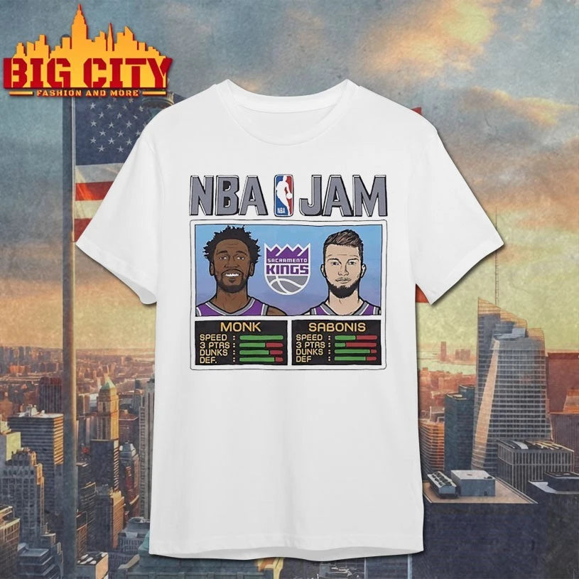 NBA Jam Malik Monk and Domantas Sabonis Sacramento Kings basketball shirt