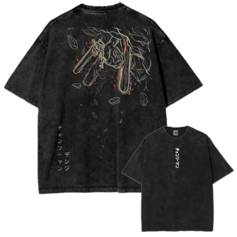 NEW Chainsaw Man Anime Wash T-Shirt Unisex Double-sided Denji Anime Tee Gift For Him Her Hoodie, Sweatshirt