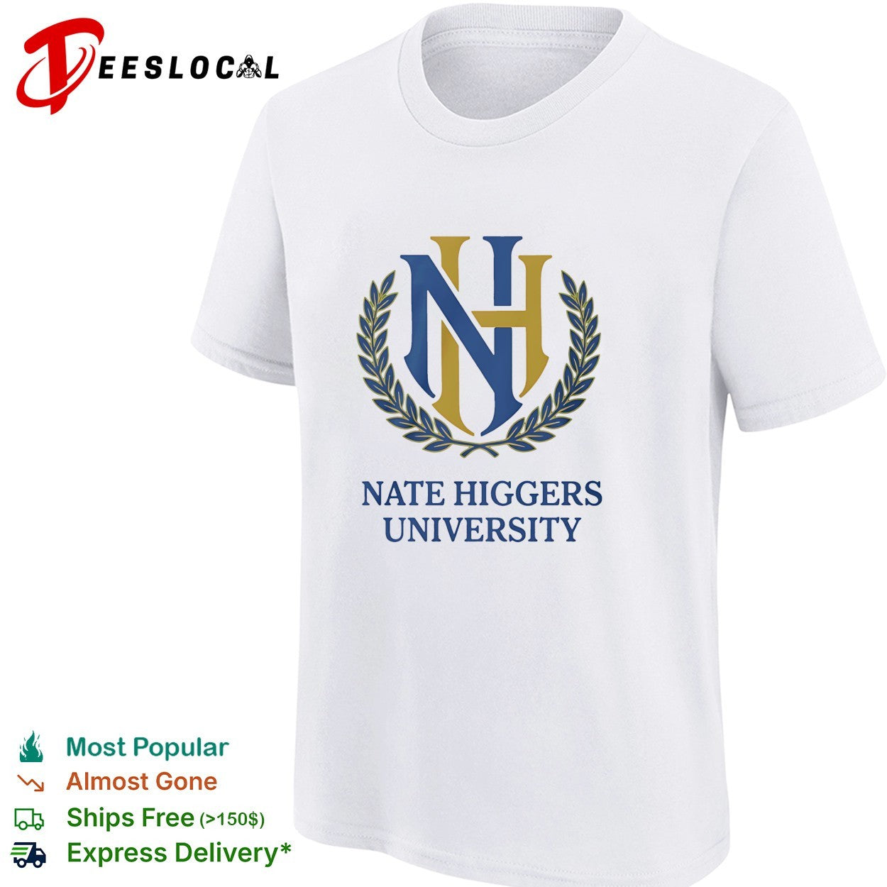 NH University monogram crest laurel shirt