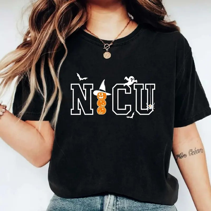 NICU Nurse Halloween Shirt, Neonatal Intensive Care Unit Nurse T-Shirt, Matching Halloween Nursing Hospital Party Tee,...