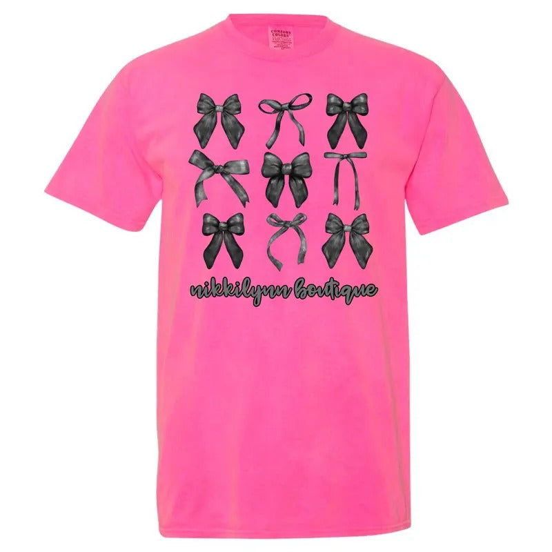 NLB Merch -Black Bow Coquette Comfort Colors T-Shirt Hoodie, Sweatshirt | RetroVerseTees.com