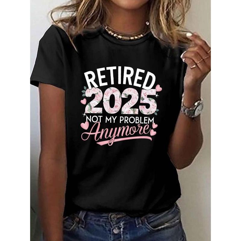 NOT MY PROBLEM Anymore Print T-Shirt, Short Sleeve Crew Neck Casual Top for Summer & Spring, Women'WB shield Clothing...