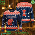 Logo Pattern Helmet Illinois Fighting Illini Ugly Sweater for Christmas