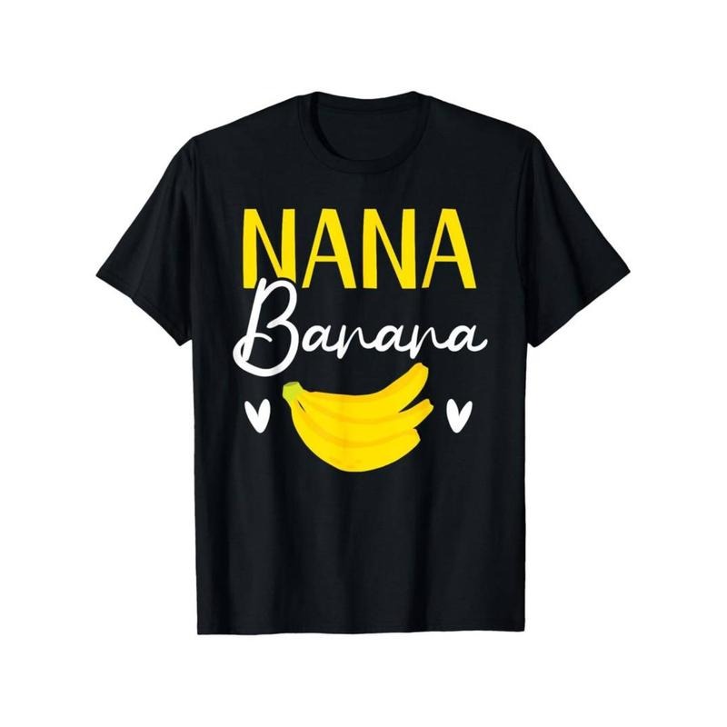 Nana Banana Men'WB shield Pattern T-shirt - Black casual summer T-shirt with eye-catching yellow "Nana Banana" print...