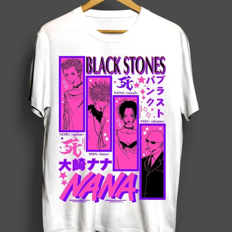 Nana Osaki T-Shirt Black Stones Girl Kawaii Manga Anime Graphic Shirt All Size Hoodie, Sweatshirt | RetroVerseTees.com