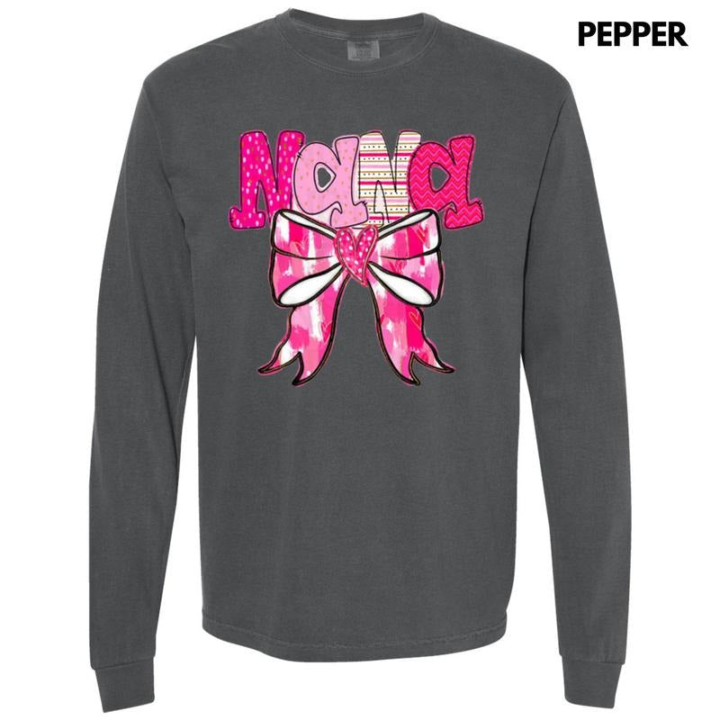 Nana Valentine Coquette Long Sleeve Comfort Colors T-Shirt Hoodie, Sweatshirt | RetroVerseTees.com