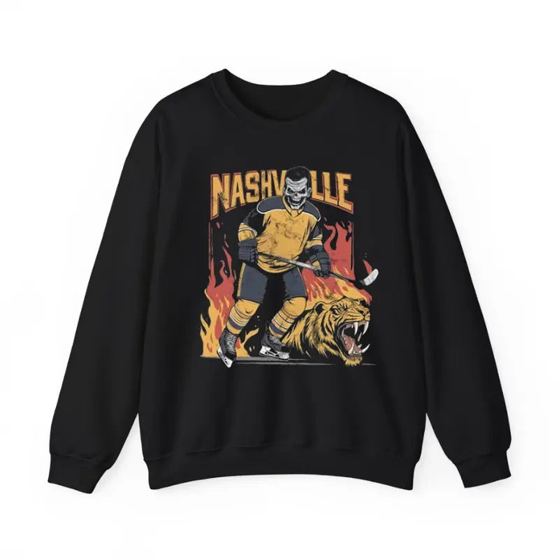 Nashville Hockey Crewneck Sweatshirt, Hockey Fan Gift, Hockey Lover T-Shirts, Hoodie | RetroVerseTees.com