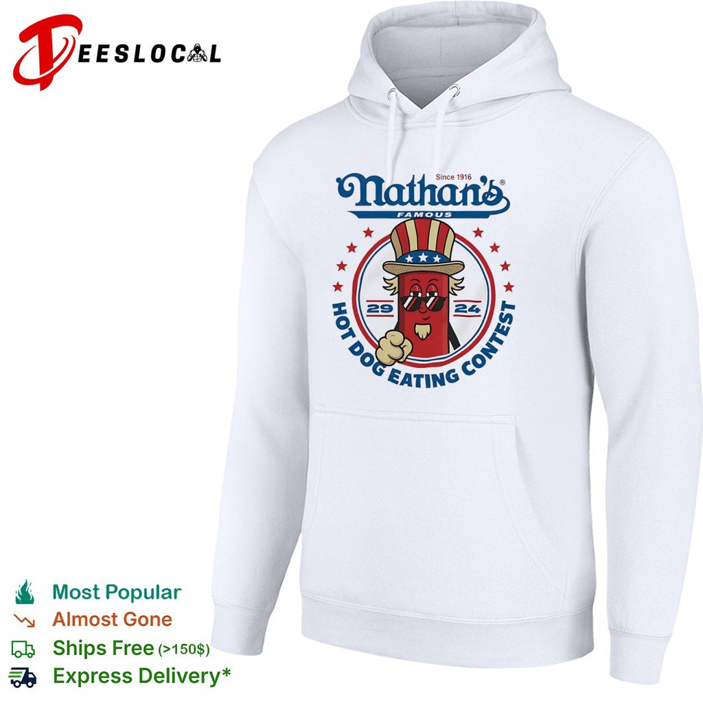 Nathan s Famous Since 1916 Hot Dog Eating Contest Uncle Sam Hot Dog shirt