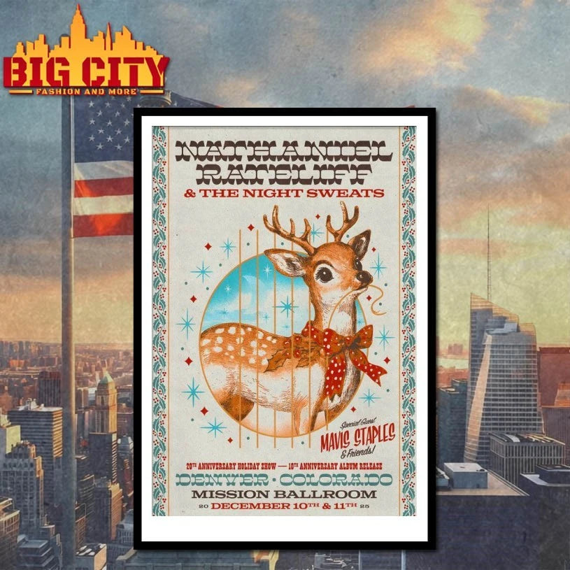 Nathaniel Rateliff The Mission Ballroom Denver CO December 10-11 2025 Poster shirt
