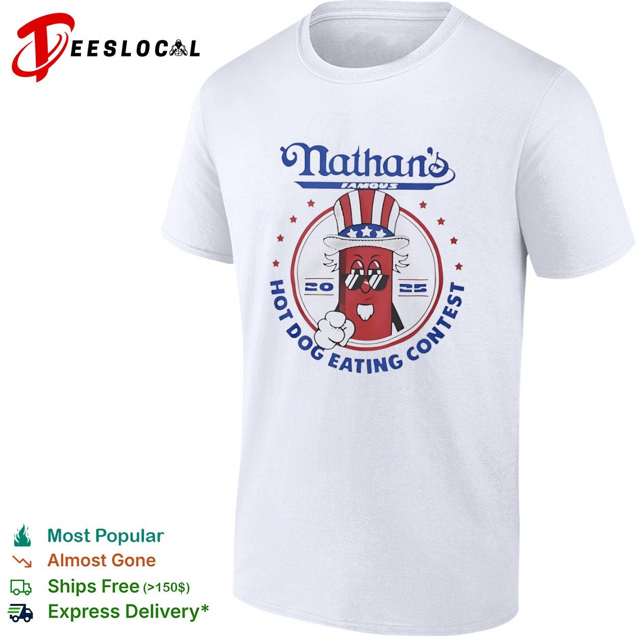 Nathans Famous Uncle Sam hot dog eating contest 2025 shirt