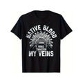 Native American Blood Pride T-Shirt, 100% Cotton Crew Neck Loose Fit Tee with Animal Applique, Casual Knit Fabric Vintage...