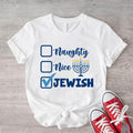 Naughty Nice Jewish Shirt, Funny Hanukkah Shirt, Menorah Candle T-Shirt, Jewish Gift Short Sleeve, Religious Saying Tee....