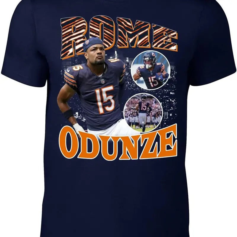 Navy Chicago Rome Odunze Bootleg Style T-Shirt Hoodie, Sweatshirt | RetroVerseTees.com
