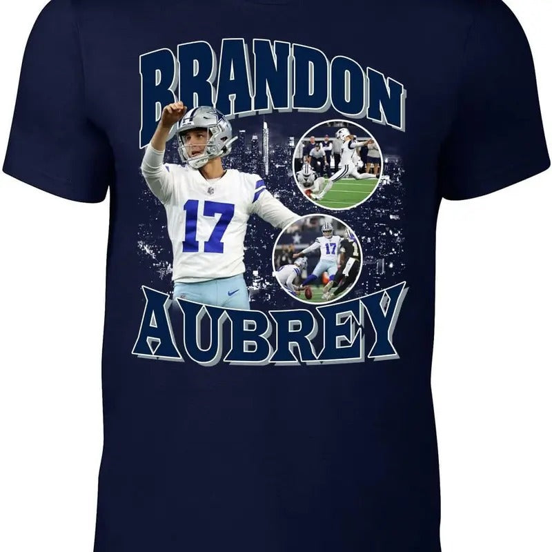 Navy Dallas Brandon Aubrey Bootleg Style T-Shirt Hoodie, Sweatshirt | RetroVerseTees.com