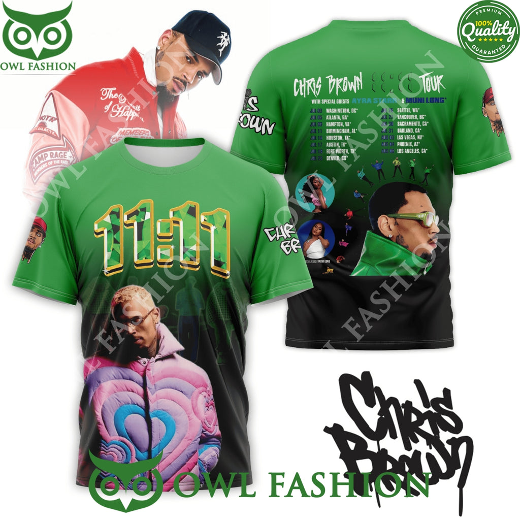 Chris Brown 11:11 Tour with Special Guest Ayra Stars 3D t Shirt