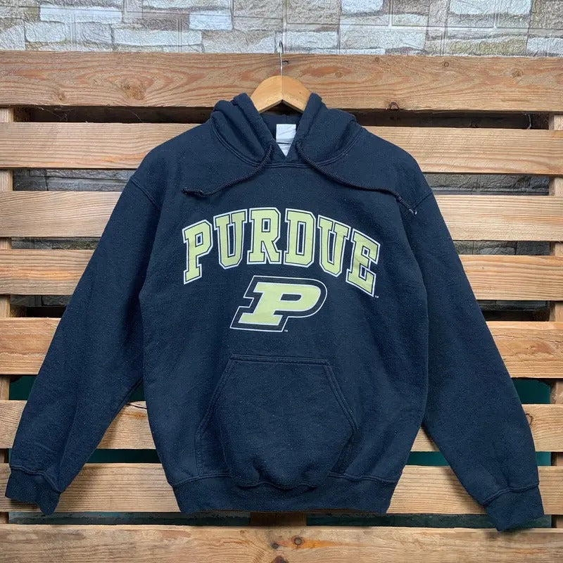 Ncaa Purdue Boilermakers Hoodie Purdue Pullover Sweater Purdue Hooded Jumper Purdue Boilermakers Logo Graphic Print Black...