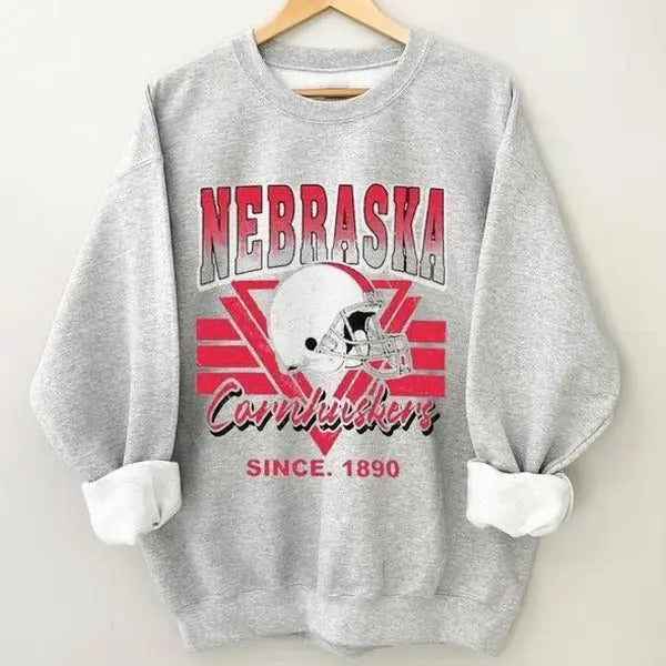 Nebraska Retro Helmet University College Football Sweatshirt Vintage T-Shirts, Hoodie | RetroVerseTees.com