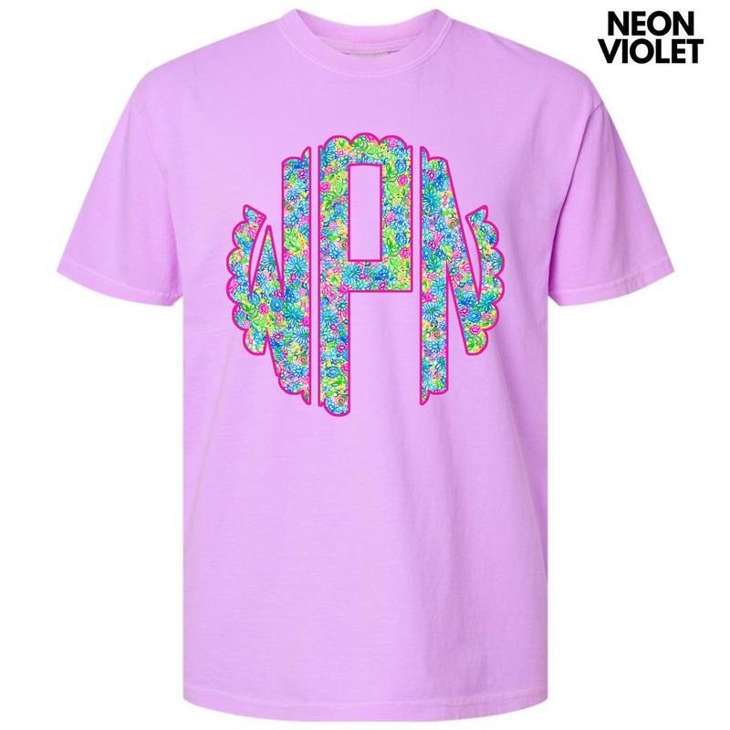 Neon Exotic Monogram Comfort Colors T-Shirt 'NLB' Hoodie, Sweatshirt | RetroVerseTees.com