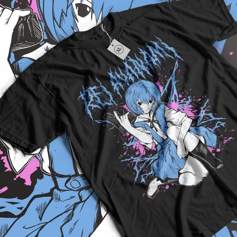 Neon Genesis Evangelion Anime T-shirt , Rei Ayanami Aesthetic Waifu Graphic Tee, Vintage Manga Sweatshirt, Unisex...
