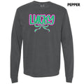 Neon Lucky Checkered Long Sleeve Comfort Colors T-Shirt 'NLB' Hoodie, Sweatshirt | RetroVerseTees.com