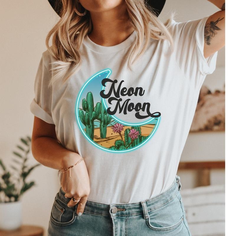 Neon Moon T-shirt Retro Western Cowgirls Shirt Cactus Desert T Shirt Country Music Shirt Hoodie, Sweatshirt