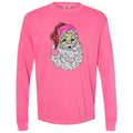 Neon Pink Santa Sequin Patch Long Sleeve Comfort Colors T-Shirt Hoodie, Sweatshirt | RetroVerseTees.com