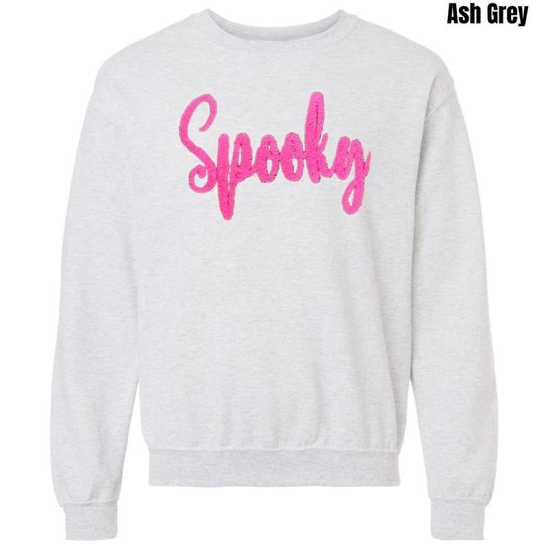 Neon Pink Spooky Fluffy Patch Sweatshirt T-Shirts, Hoodie | RetroVerseTees.com