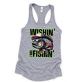 Neon Wishin i was fishing Tank Top Casual Cotton T-Shirts, Hoodie, Sweatshirt | RetroVerseTees.com
