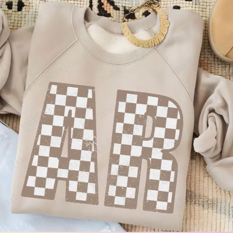 Neutral AR checkered Arkansas Sweatshirt Gildan Crewneck T-Shirts, Hoodie | RetroVerseTees.com