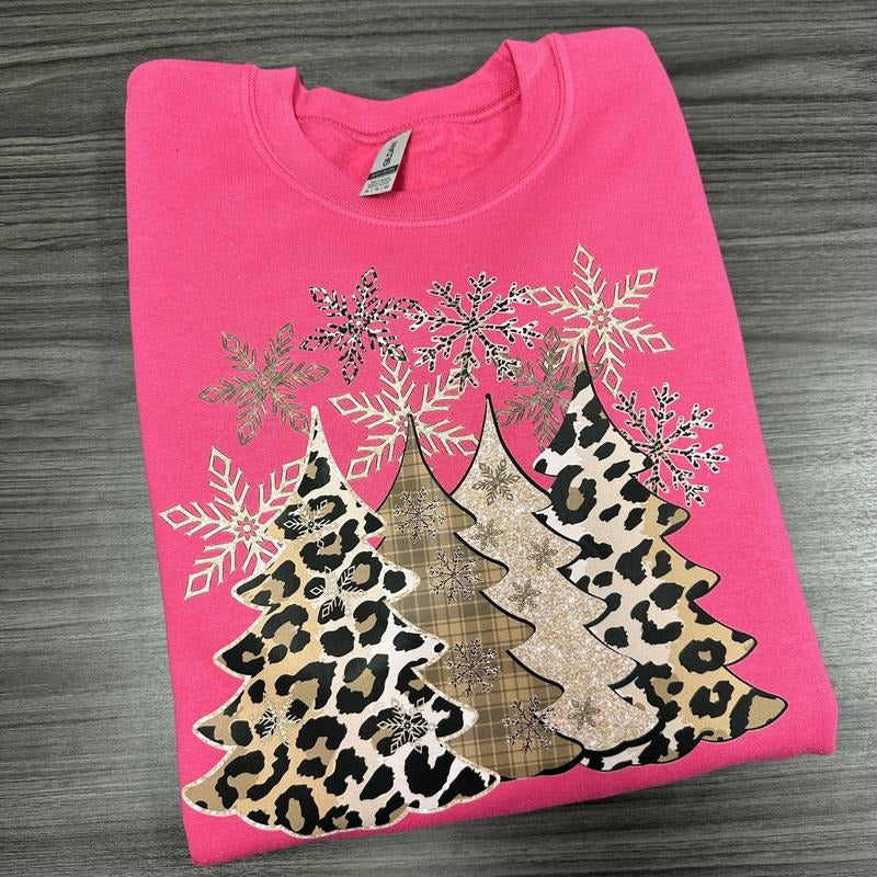 Neutral Christmas Tree Gildan Sweatshirt -- HOT PINK T-Shirts, Hoodie | RetroVerseTees.com