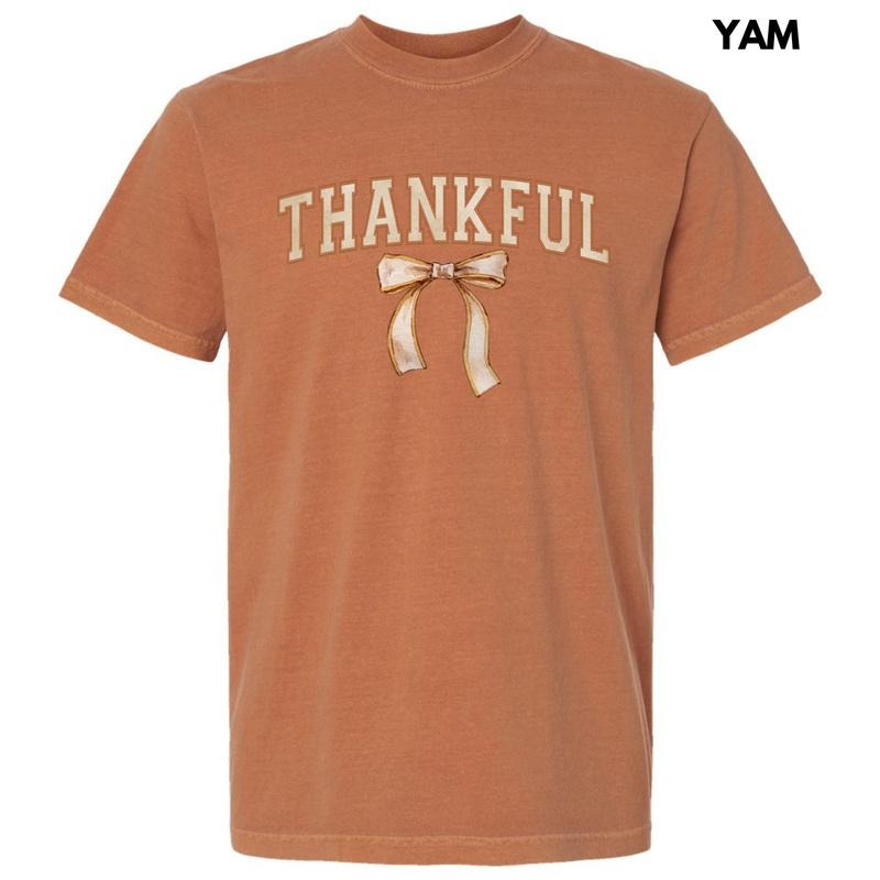 Neutral Thankful Bow Comfort Colors T-Shirt 'NLB' Hoodie, Sweatshirt | RetroVerseTees.com
